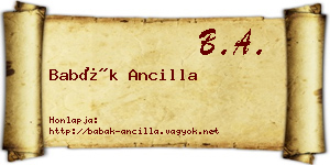 Babák Ancilla névjegykártya